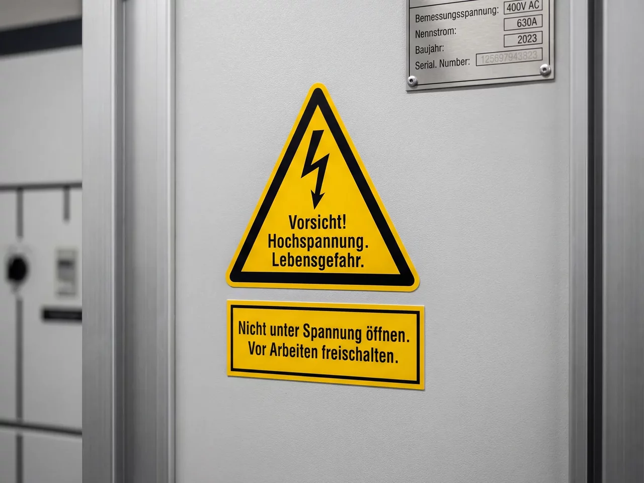 Elektro-Warnschild an einer Schaltanlage