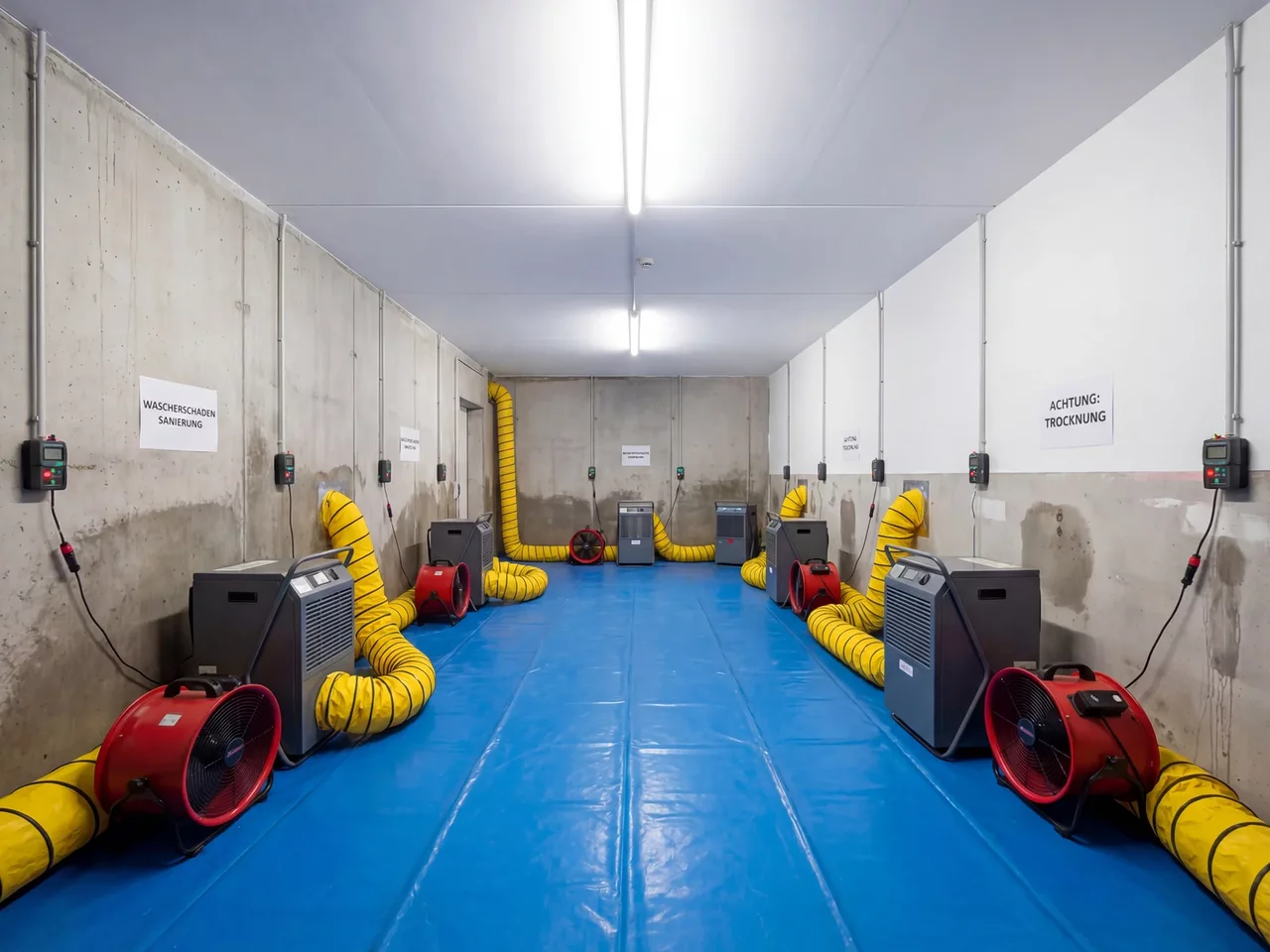 Technische Trocknung mit Kondensationstrockner nach Wasserschaden