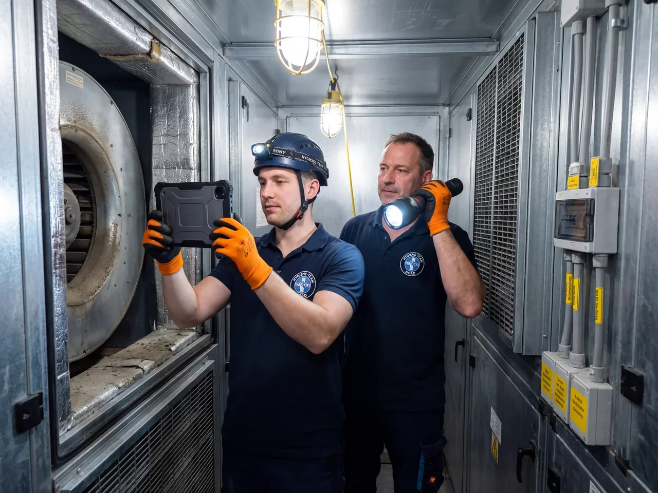 Hygieneinspektions-Team bei RLT-Anlagenprüfung