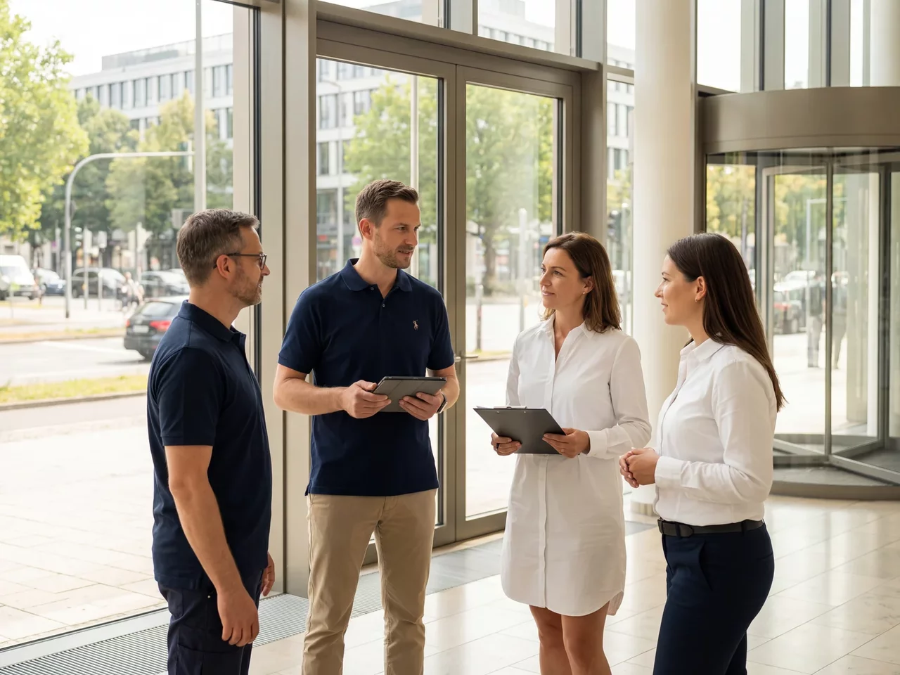 FM-Team bei Besprechung am Planungstisch