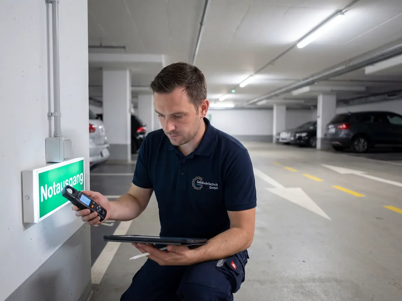 Prüfung einer Sicherheitsbeleuchtungsanlage durch Elektrofachkraft